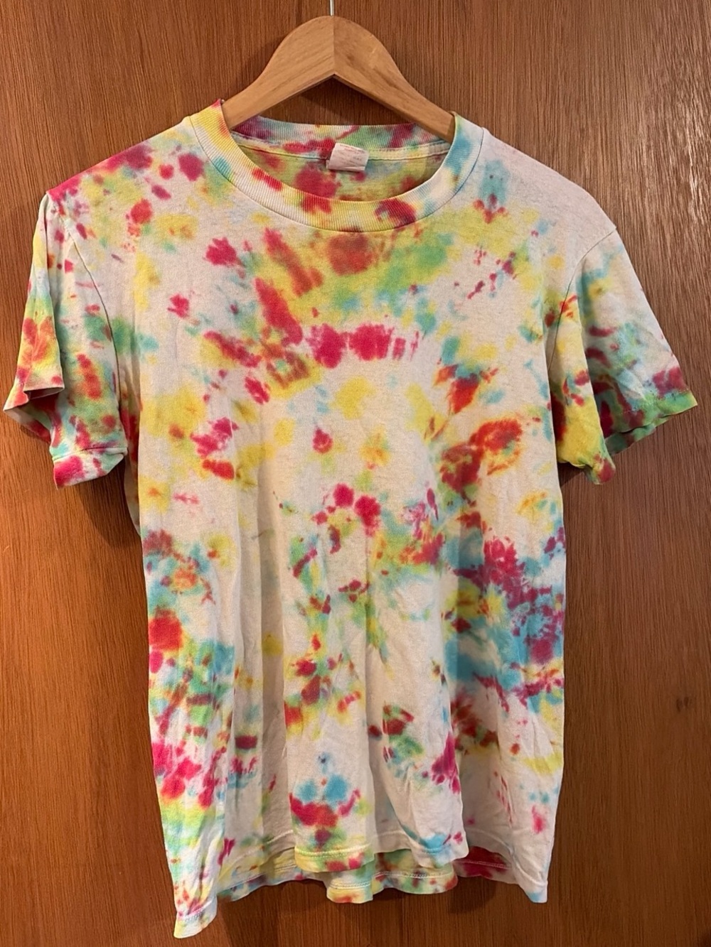 Vintage Homemade Tie-Dye Short Sleeve Tee - Multi Color, size S